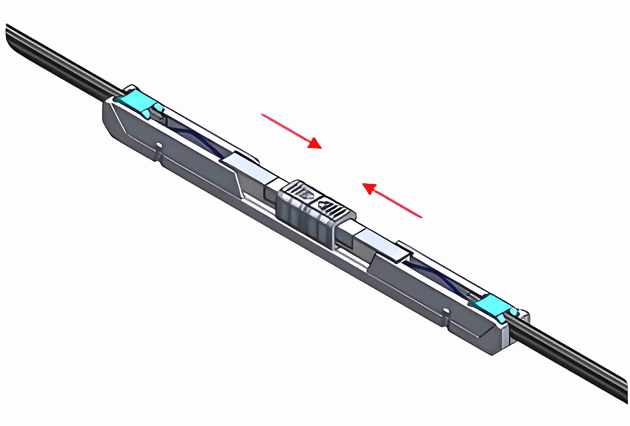 10.Put the locking parts of mechanical splicer into center, then fix the fibers